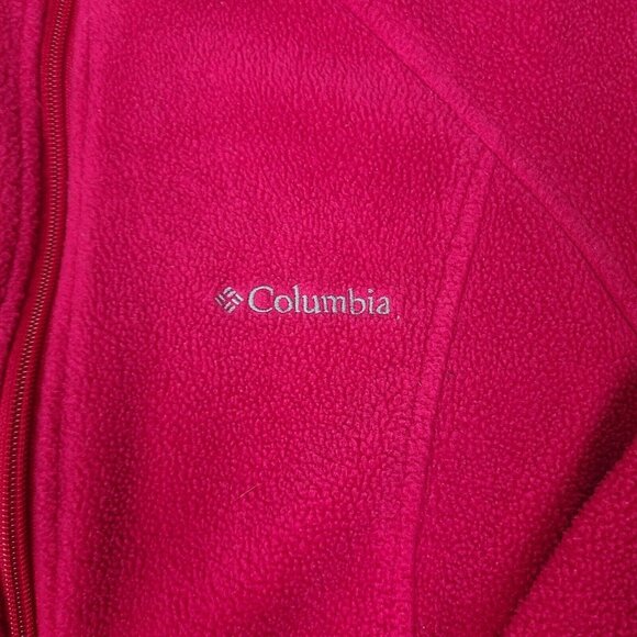Columbia Girls Warm Fleece LS Full‎ Zip Solid Pink Sweater Jacket Youth Medium - Picture 2 of 8
